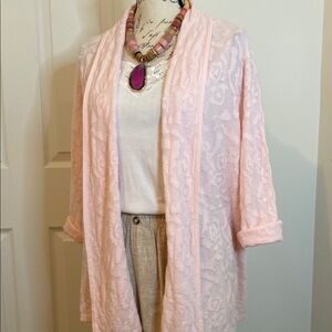 Chico's Pink Cotton knit Cardigan lightweight sweater Chico’s size 3 /sz 16